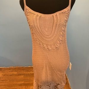 Trina Turk sleeveless tan crochet dress NWT S